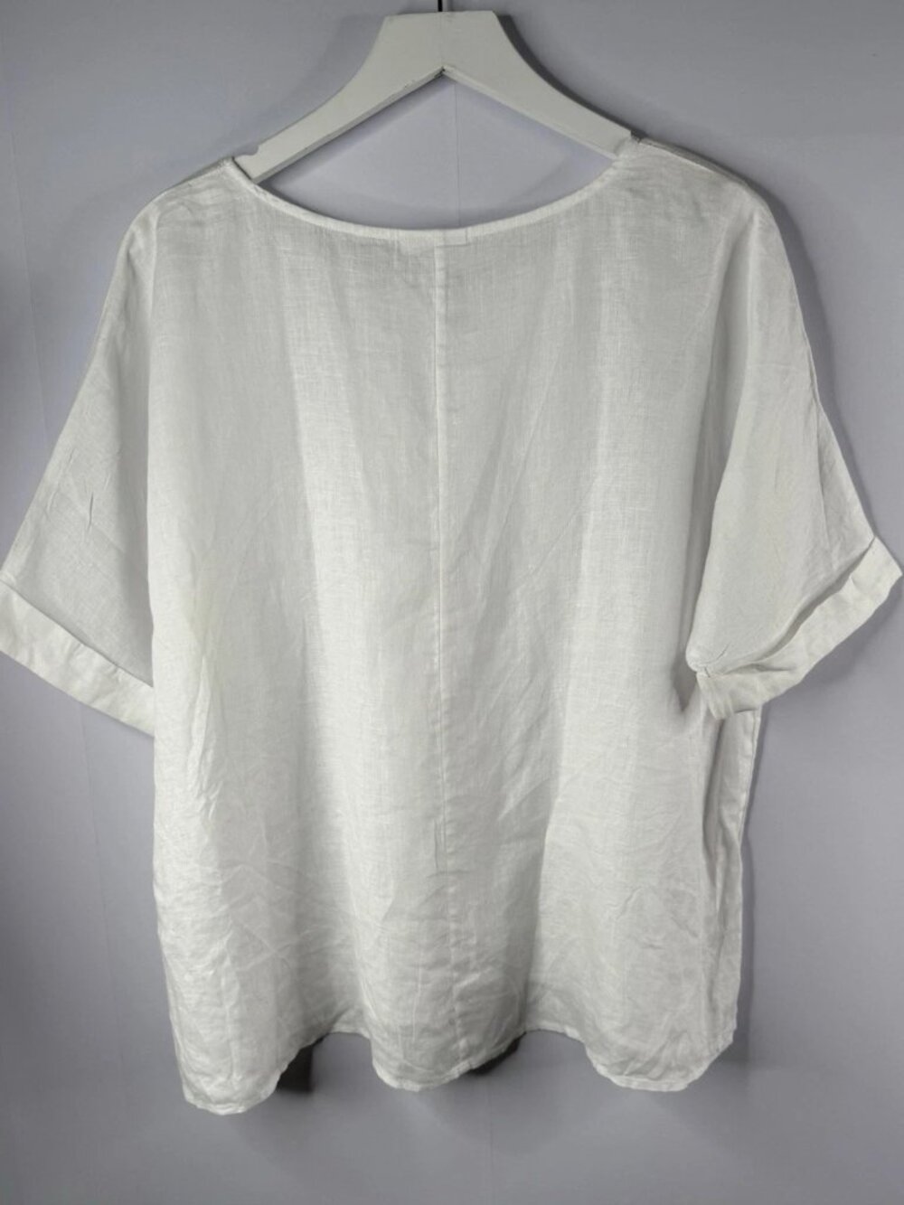Pure Jill Top Women Sz M White Linen Boxy Coastal Beach Lagenlook Sustainable - Picture 2 of 9